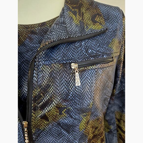 Womens 2 piece blazer size S small misses 4 6 suit coat snake print brown - Picture 1 of 9